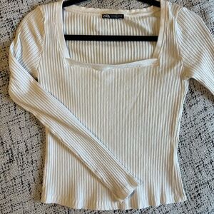 Zara square neck long sleeve ribbed top